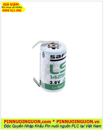 Saft LS14250 (chân thép 2 chấu hàn); Pin nuôi nguồn Saft LS14250 lithium 3.6v 1/2AA 1200mAh /X.xứ Pháp